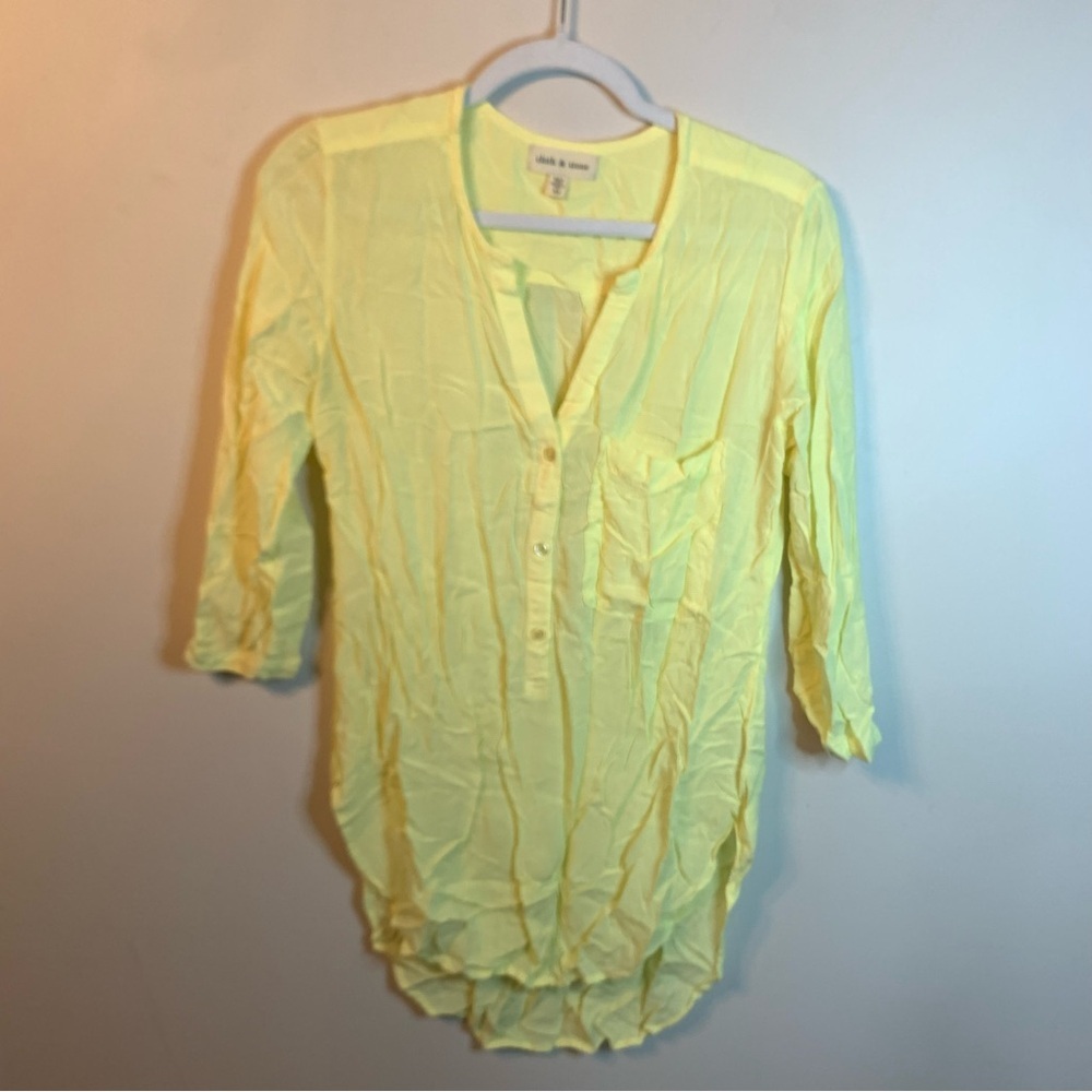 Anthro Cloth & Stone Yellow Half Button Up Shirt XS